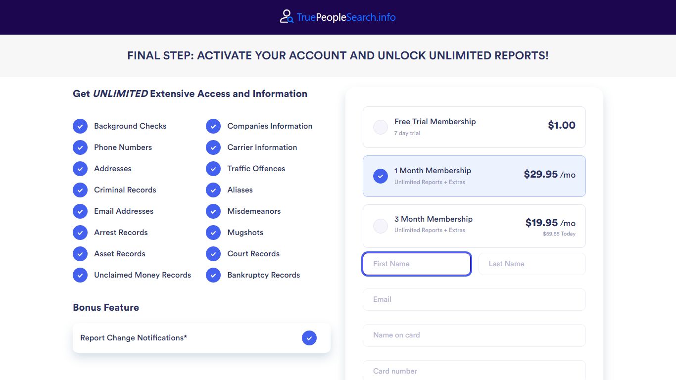 Checkout TruePeopleSearch.info | True People Search Checkout
